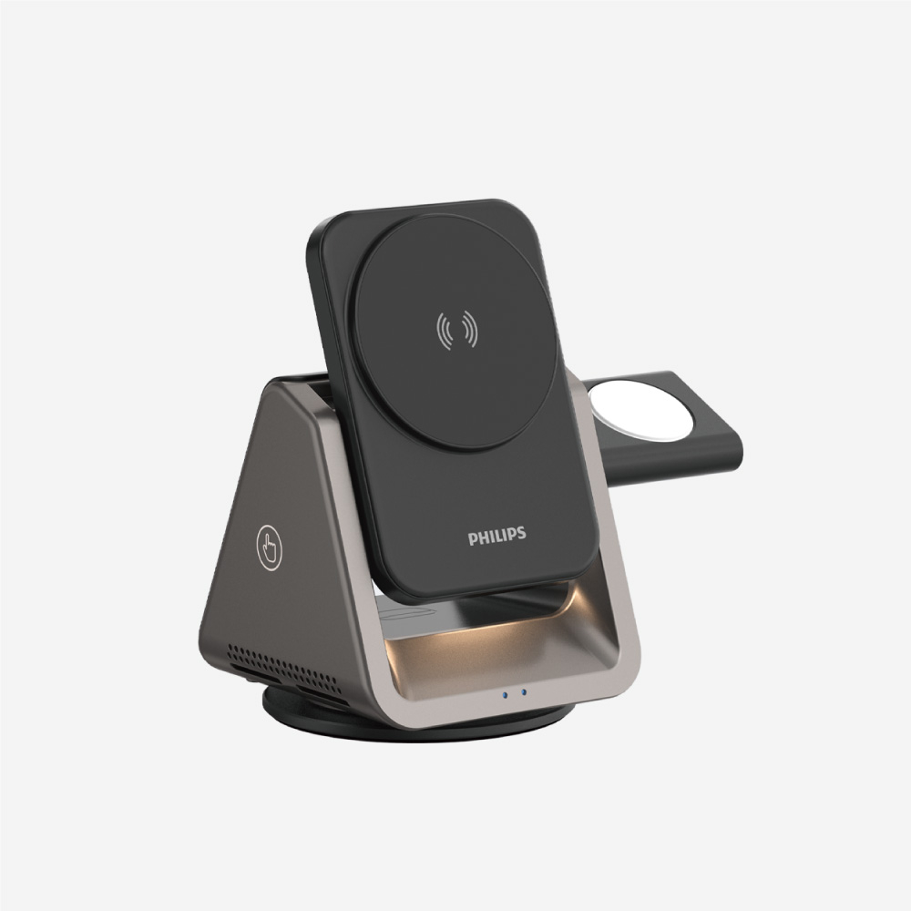 【Philips 飛利浦】 DLK3540Q  黑金剛磁吸三合一磁吸充電座(預計7月出貨)